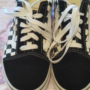 Youth girls size 3 black and white vans